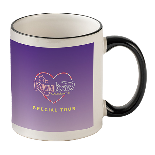 フルカラー転写用マグカップ(ブラックハンドル/350ml)(白)