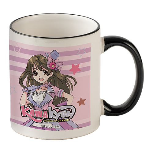 フルカラー転写用マグカップ(ブラックハンドル/350ml)(白)