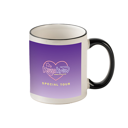 フルカラー転写用マグカップ(ブラックハンドル/350ml)(白)