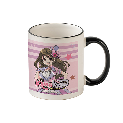 フルカラー転写用マグカップ(ブラックハンドル/350ml)(白)