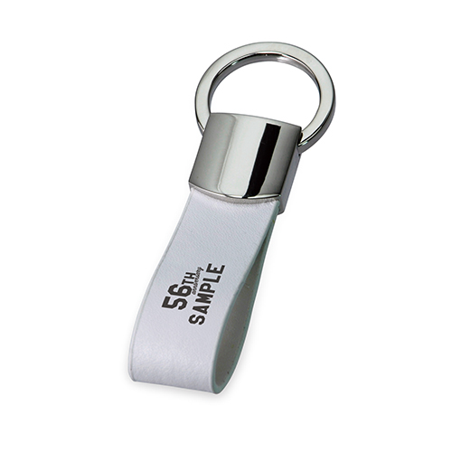 レザー&メタルキーリング(白)