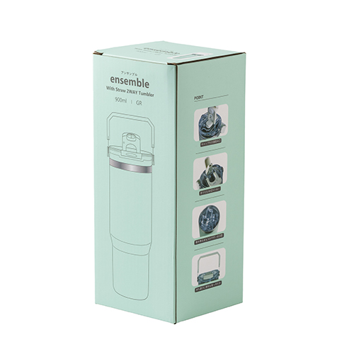ストロー付き2WAYタンブラー(900ml)(グリーン)