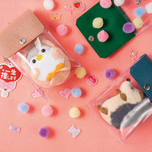 カラーフラップクリアポーチ(縦型)(ブルー)