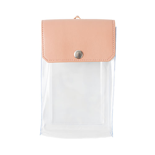 カラーフラップクリアポーチ(縦型)(ピンク)