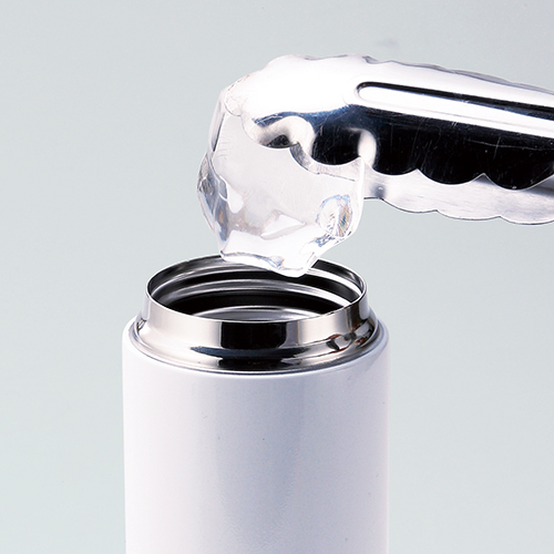 フルカラー印刷対応ストッパー付き真空ステンレスボトル(340ml)(白)