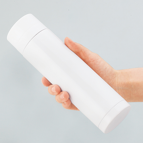 フルカラー印刷対応ストッパー付き真空ステンレスボトル(340ml)(白)