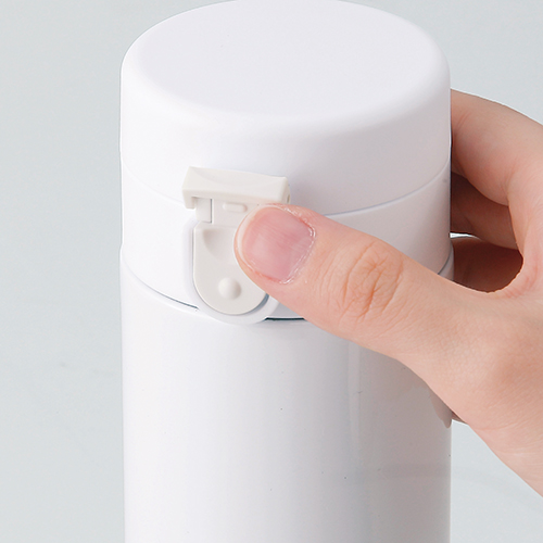 フルカラー印刷対応ワンプッシュ真空ステンレスボトル(430ml)(白)