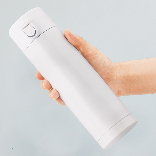 フルカラー印刷対応ワンプッシュ真空ステンレスボトル(430ml)(白)