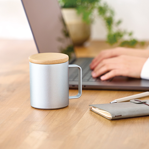 ウッドキャップ・ステンレスマグ(400ml)(シルバー)