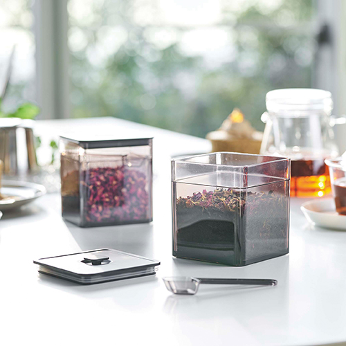 TOWER|スプーン付き バルブ付き密閉保存容器 (黒)