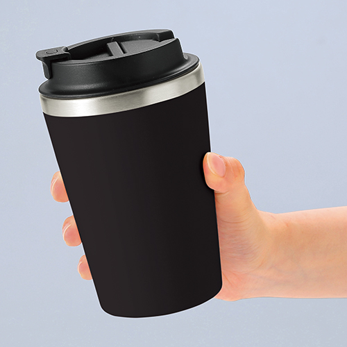 スタイリッシュ二重構造タンブラー(蓋付き)(380ml)(黒)