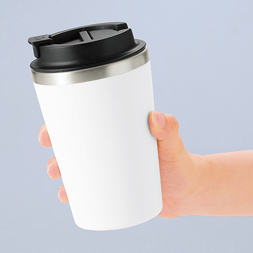 スタイリッシュ二重構造タンブラー(蓋付き)(380ml)(白)