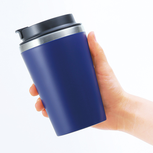 スタイリッシュ二重構造タンブラー(蓋付き)(380ml)(ネイビー)