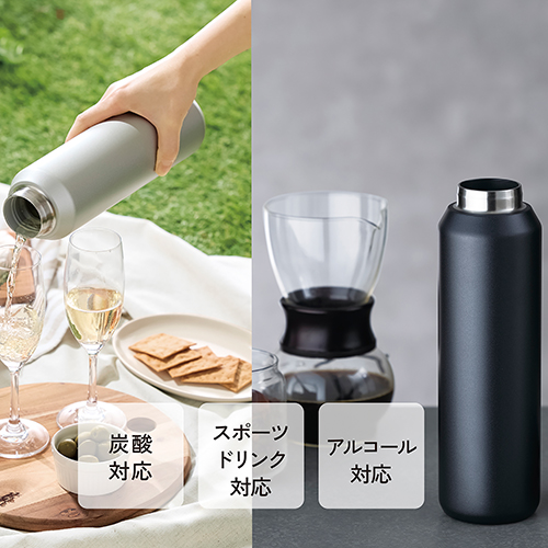 真空セラミック炭酸ボトル(800ml)(グレージュ)