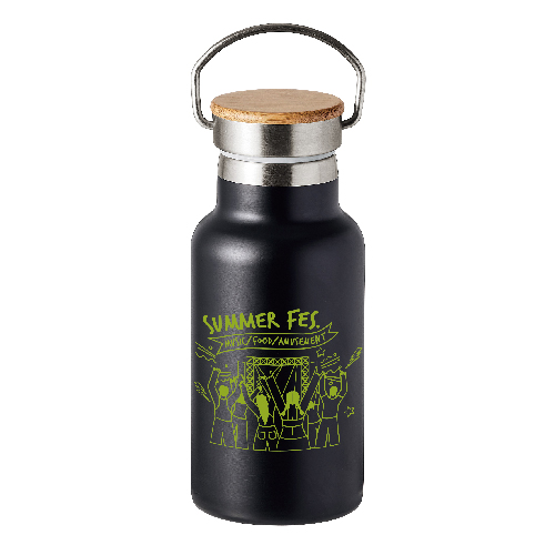 ウッドキャップ・ステンレスボトル(350ml)(マットブラック)