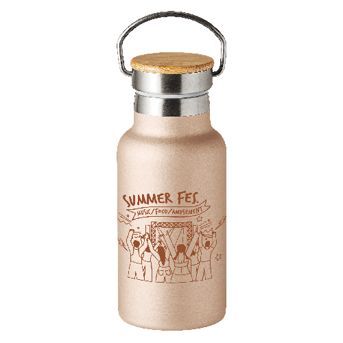 ウッドキャップ・ステンレスボトル(350ml)(シャンパンゴールド)