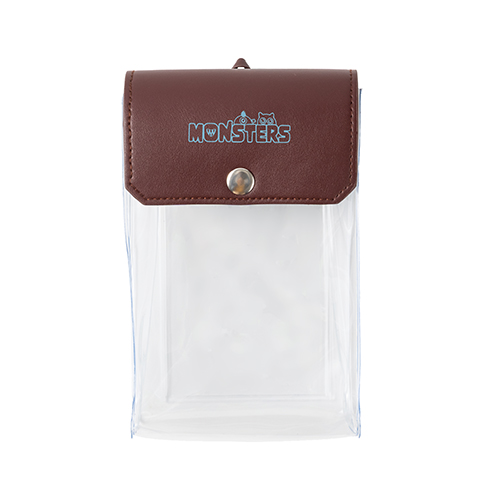 カラーフラップクリアポーチ(縦型)(ブラウン)