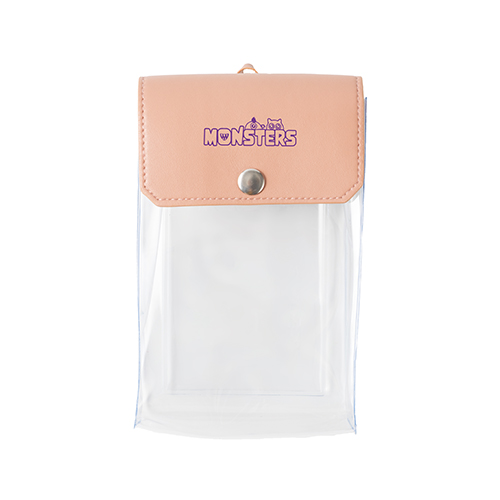 カラーフラップクリアポーチ(縦型)(ピンク)