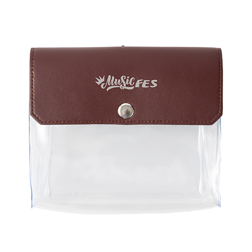 カラーフラップクリアポーチ(横型)(ブラウン)