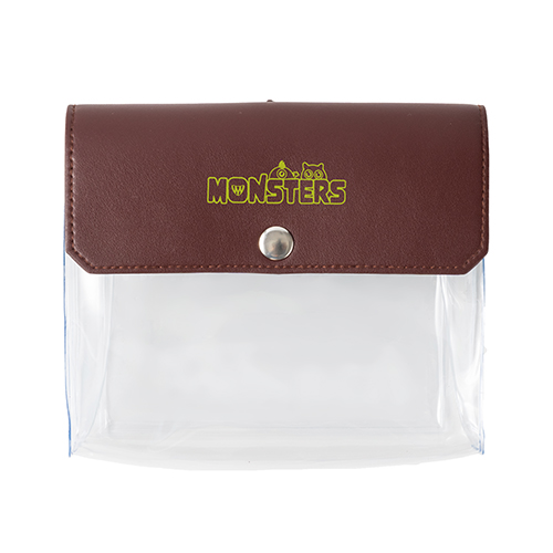 カラーフラップクリアポーチ(横型)(ブラウン)