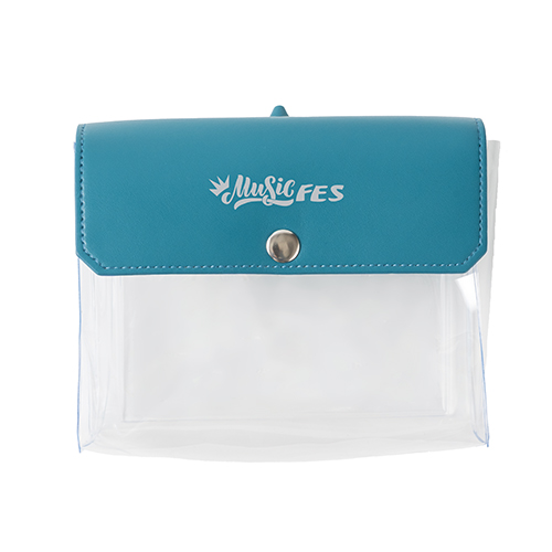カラーフラップクリアポーチ(横型)(ブルー)