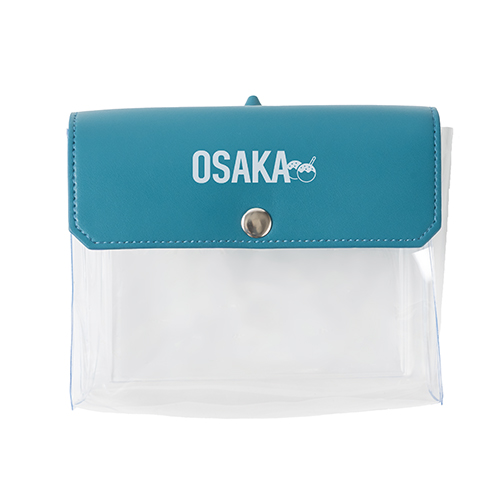 カラーフラップクリアポーチ(横型)(ブルー)