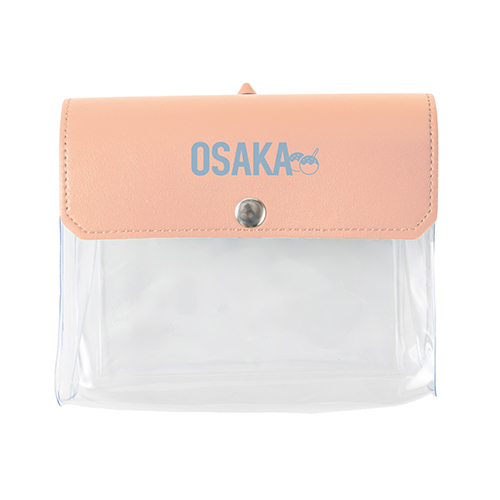 カラーフラップクリアポーチ(横型)(ピンク)