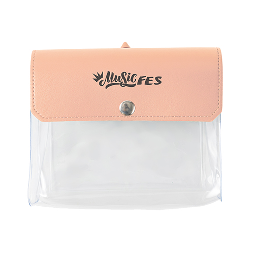 カラーフラップクリアポーチ(横型)(ピンク)