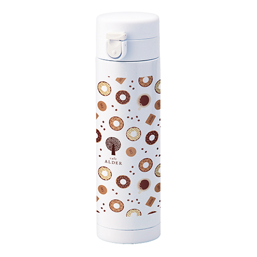 フルカラー印刷対応ワンプッシュ真空ステンレスボトル(430ml)(白)