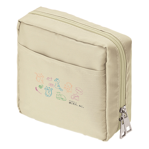 ナイロンスクエアポーチ(ベージュ)