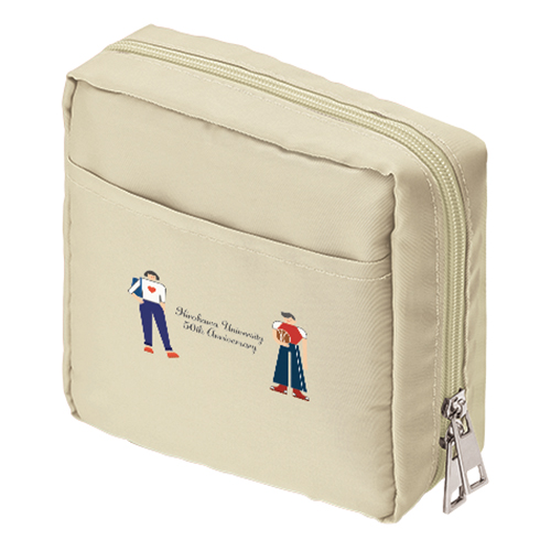 ナイロンスクエアポーチ(ベージュ)