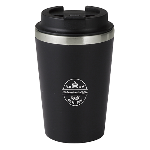 スタイリッシュ二重構造タンブラー(蓋付き)(380ml)(黒)