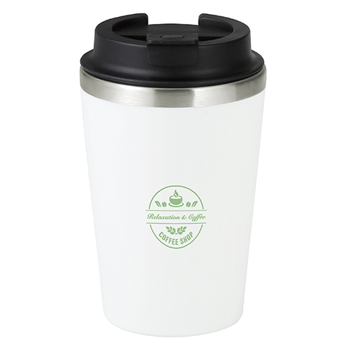 スタイリッシュ二重構造タンブラー(蓋付き)(380ml)(白)
