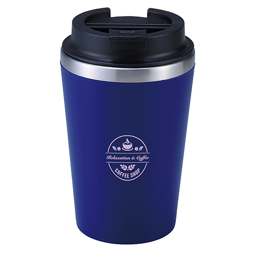 スタイリッシュ二重構造タンブラー(蓋付き)(380ml)(ネイビー)