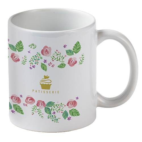 フルカラー転写対応陶器マグカップ(320ml)(白)