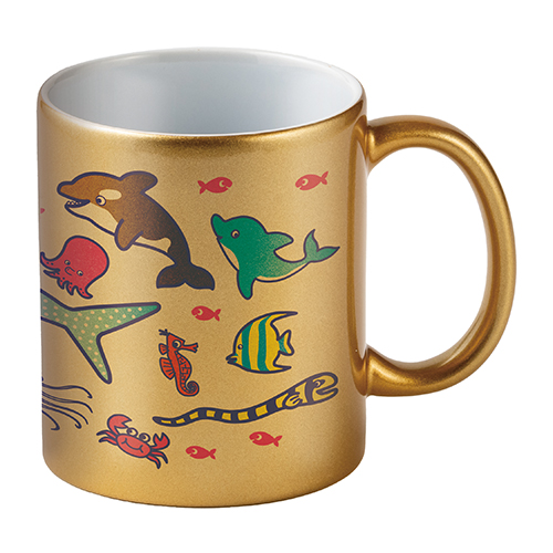 フルカラー転写対応陶器マグカップ(320ml)(ゴールド)