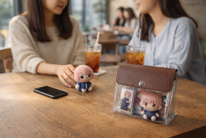 推し活グッズを持ち歩くシーン