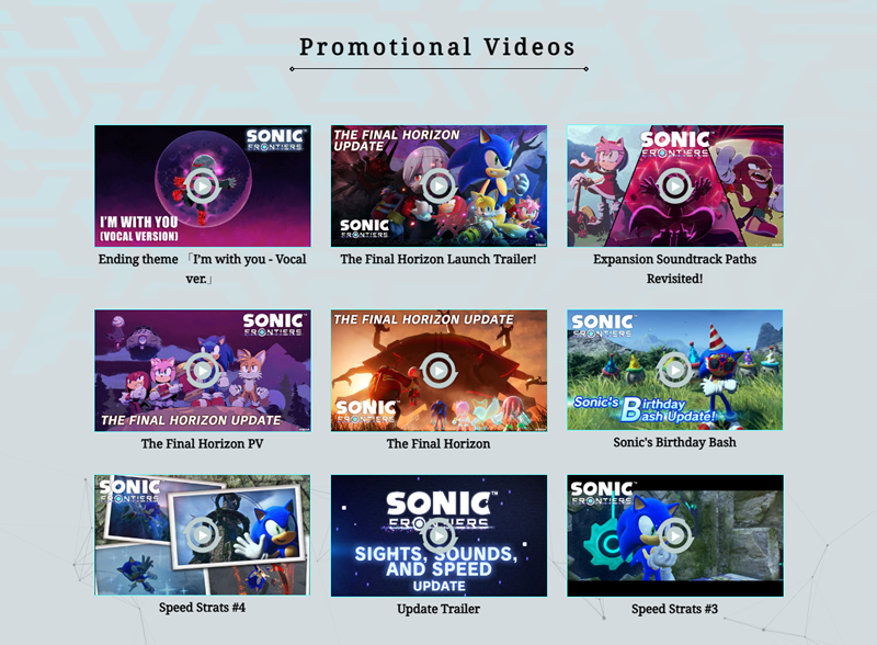 公開されたプロモーションビデオ一覧(公式HPより)
